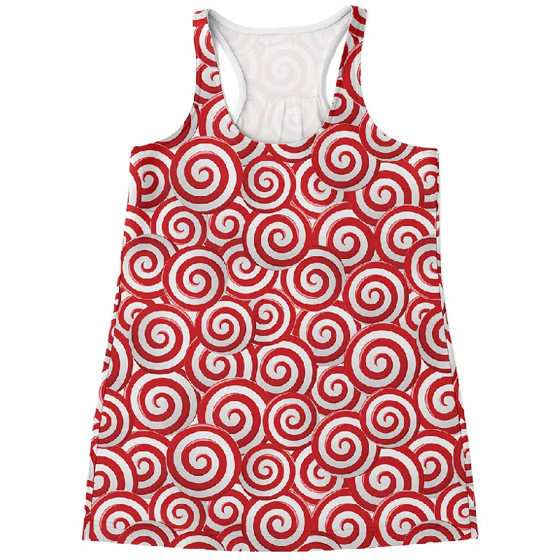 Red Lollipop Candy Pattern Print Women's Racerback Tank Top sexy tank top