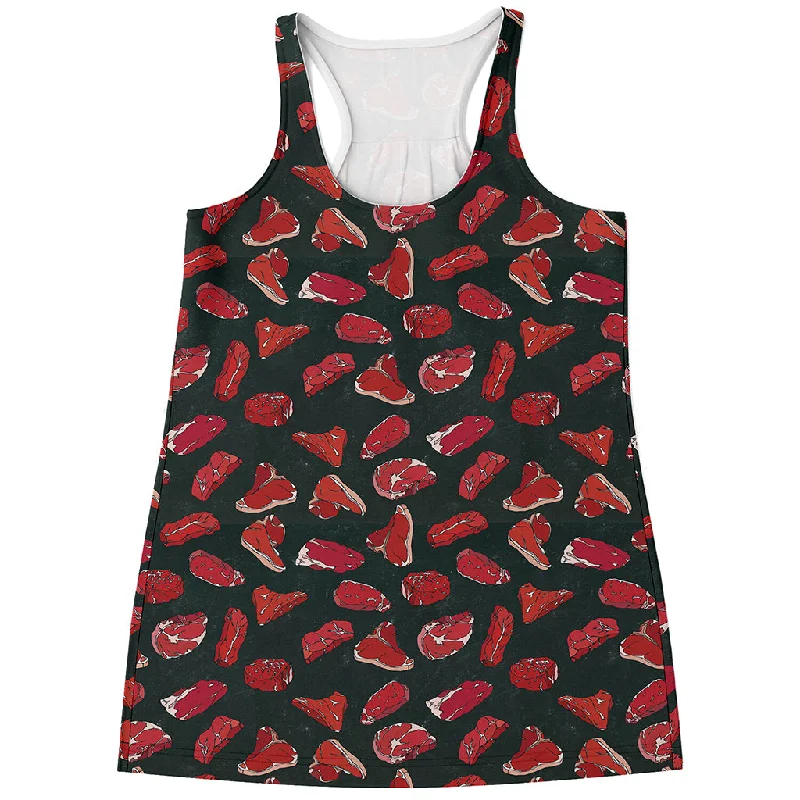 Red Meat Pattern Print Women's Racerback Tank Top bold tank top