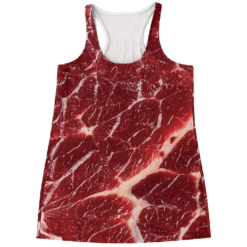 Red Meat Print Women's Racerback Tank Top flirty tank top