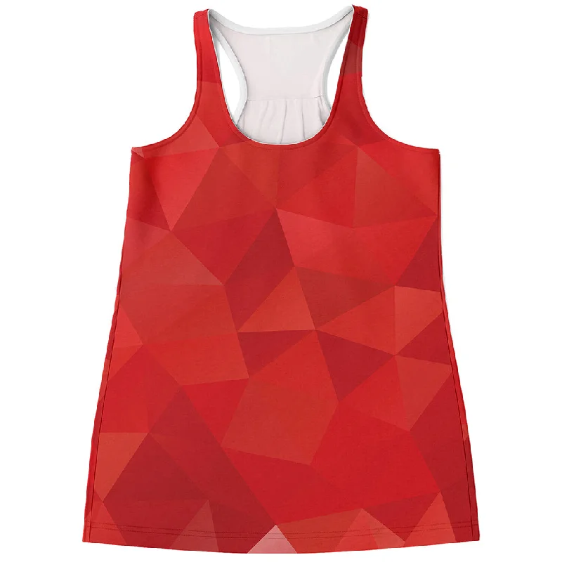 Red Polygonal Geometric Print Women's Racerback Tank Top comfortable tank top