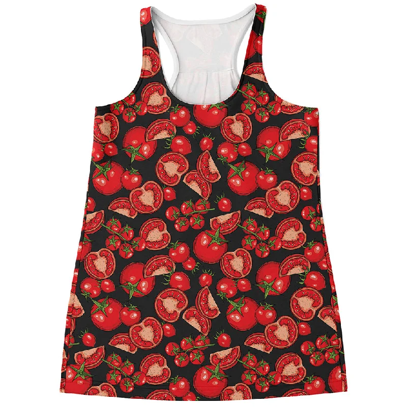 Red Ripe Tomatoes Pattern Print Women's Racerback Tank Top fitness tank top