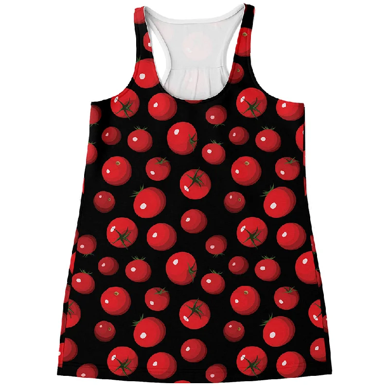 Red Tomato Pattern Print Women's Racerback Tank Top breathable tank top