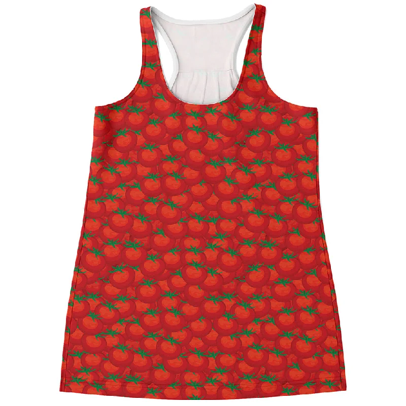 Red Tomatoes Pattern Print Women's Racerback Tank Top casual tank top