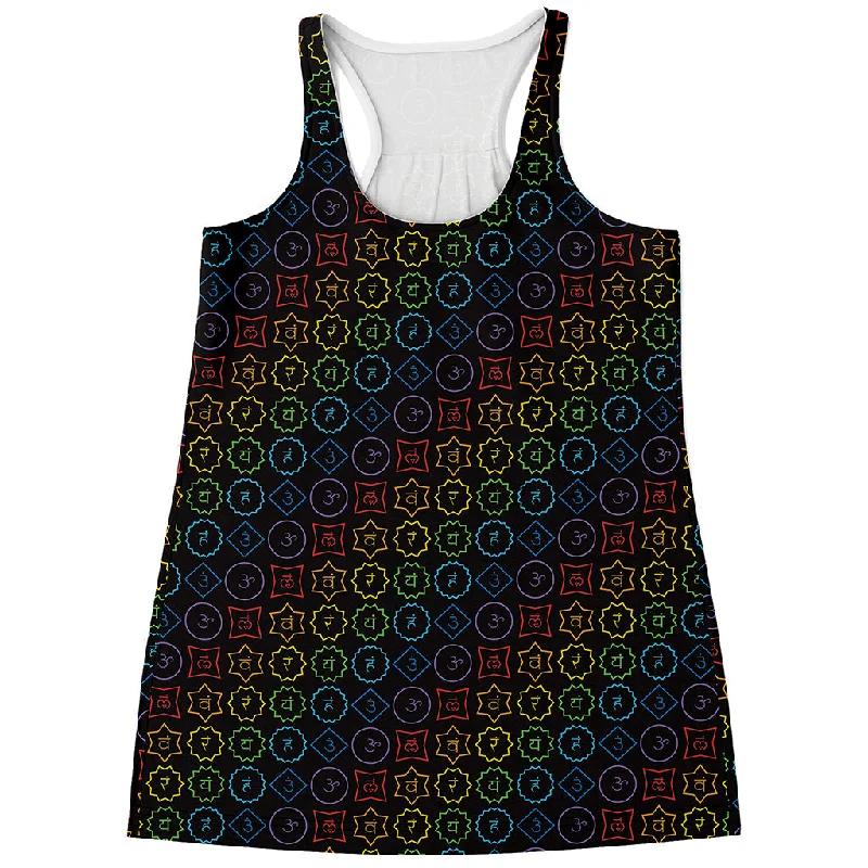 Reiki And The Seven Chakras Print Women's Racerback Tank Top white tank top