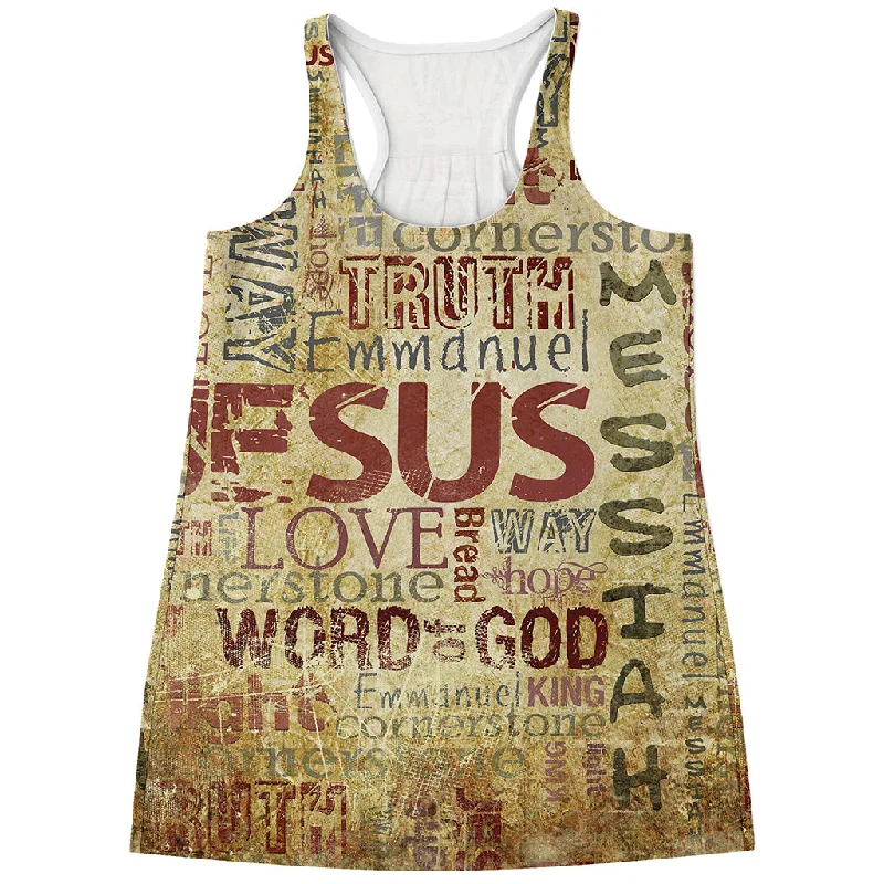 Religious Word Of God Print Women's Racerback Tank Top pastel tank top