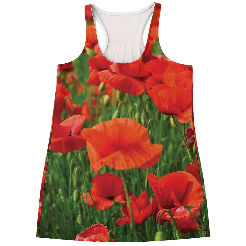Remembrance Day Poppy Print Women's Racerback Tank Top bold tank top