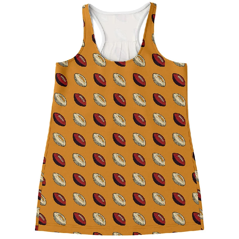 Retro American Football Ball Print Women's Racerback Tank Top cute tank top
