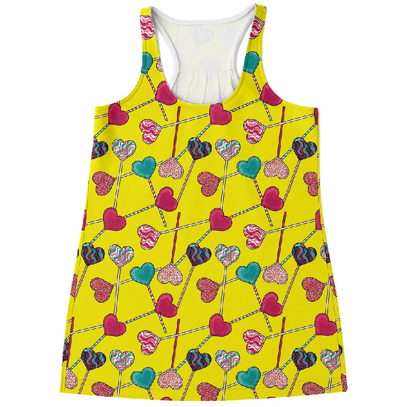 Retro Lollipop Print Women's Racerback Tank Top cropped tank top