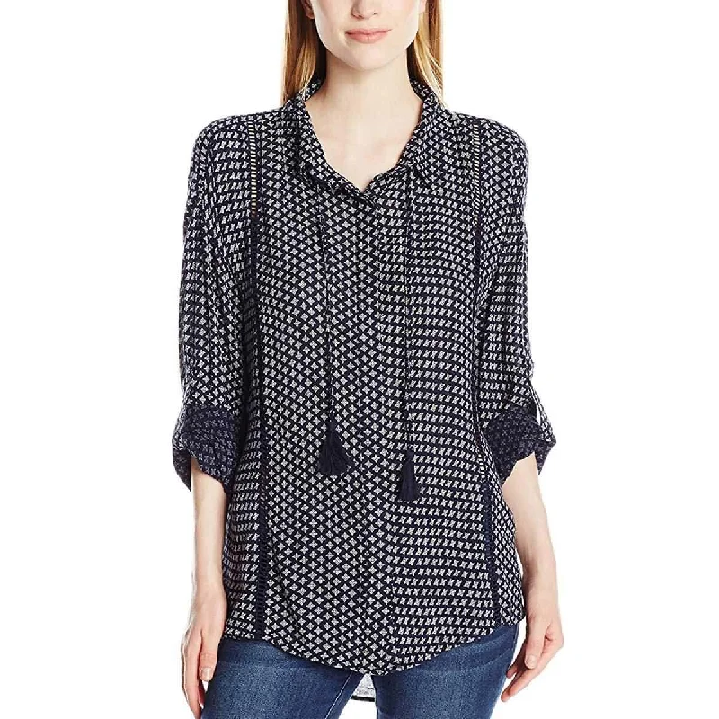 Rip Curl Cara Women's Button Up Long-Sleeve Shirts (Brand New) Houndstooth Herringbone Solid