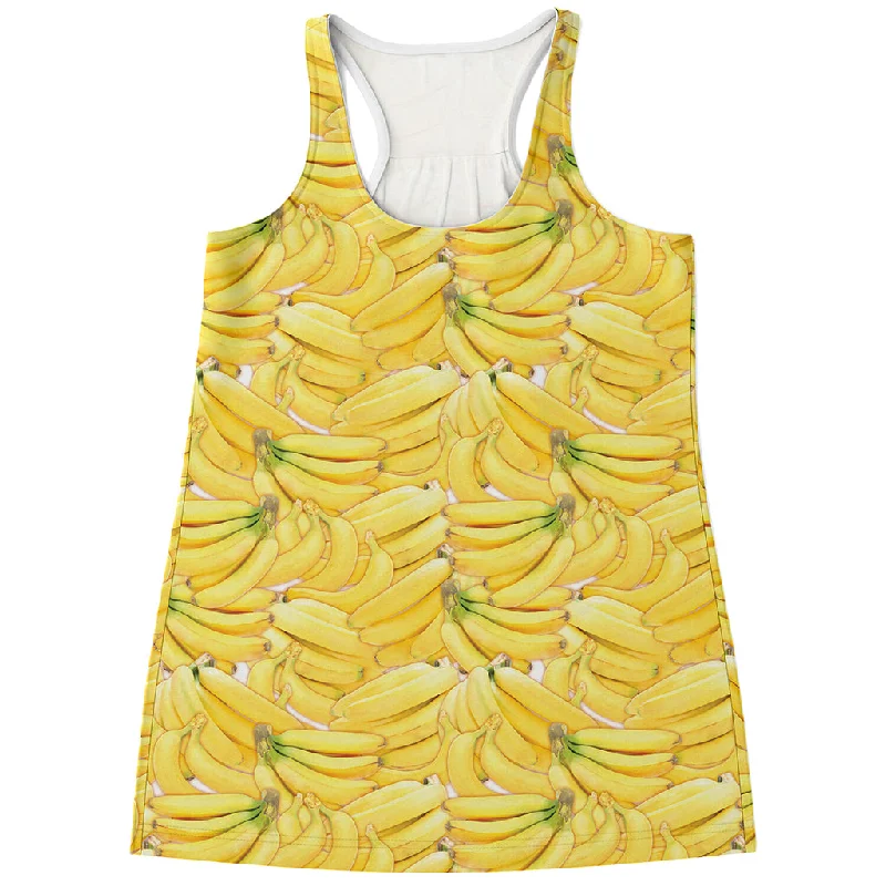 Ripe Banana Pattern Print Women's Racerback Tank Top scoop neck tank