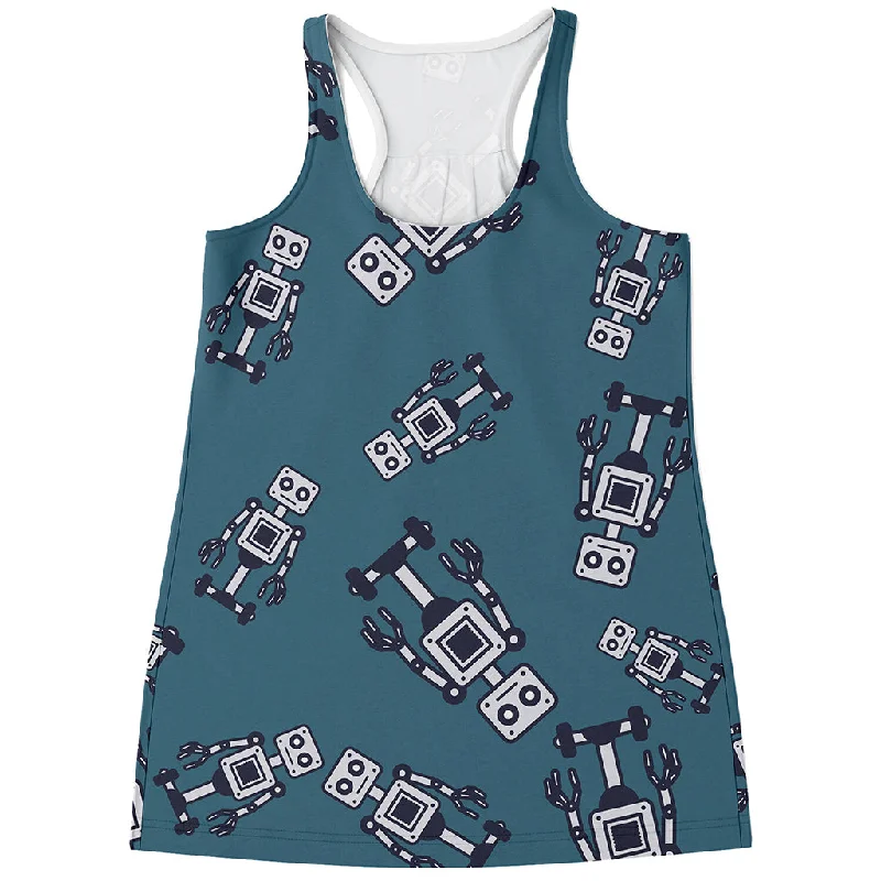 Robot Servant Pattern Print Women's Racerback Tank Top breathable tank top