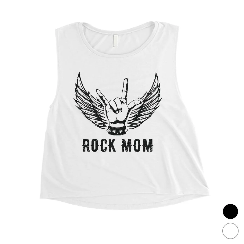 Rock Mom Womens Funny Mothers Day Crop Tank Top Cute Gift For Mom modal blend tank
