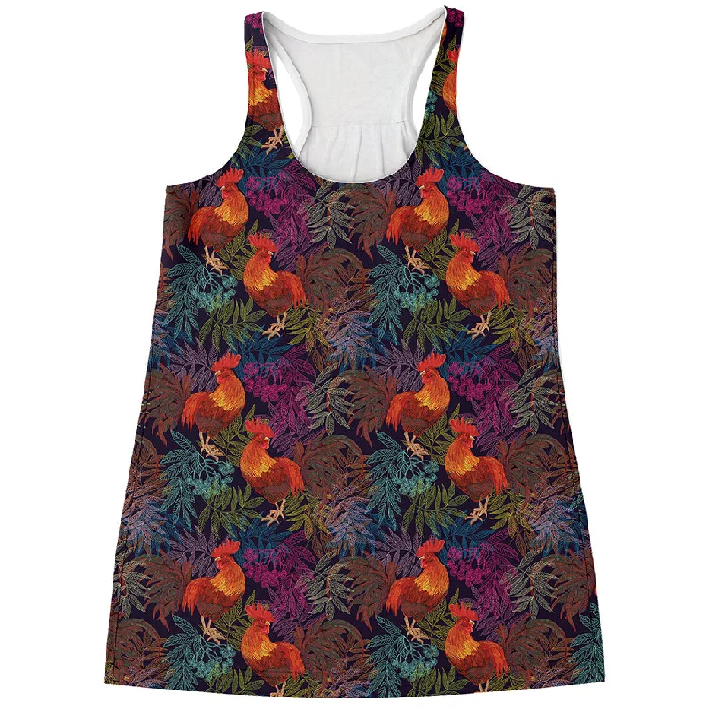 Rooster And Rowan Pattern Print Women's Racerback Tank Top mint tank top