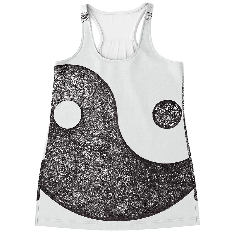Roots Yin Yang Print Women's Racerback Tank Top black tank top