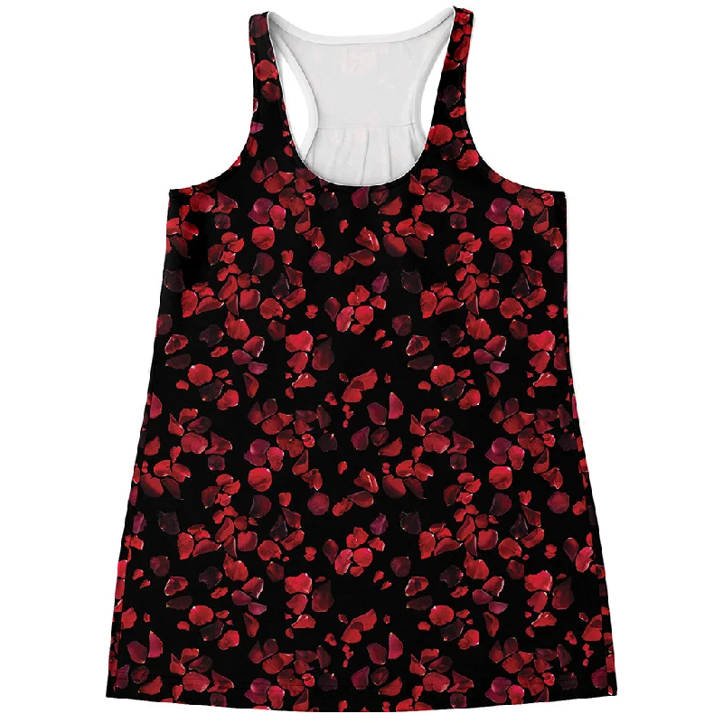 Rose Petals Pattern Print Women's Racerback Tank Top bright tank top