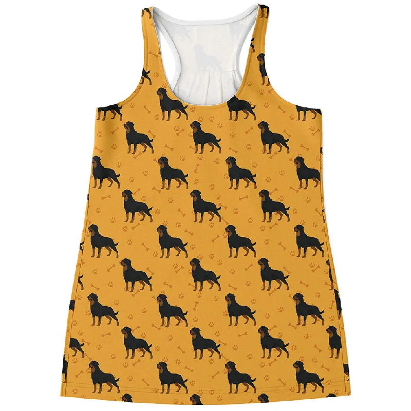 Rottweiler Dog Pattern Print Women's Racerback Tank Top vibrant tank top