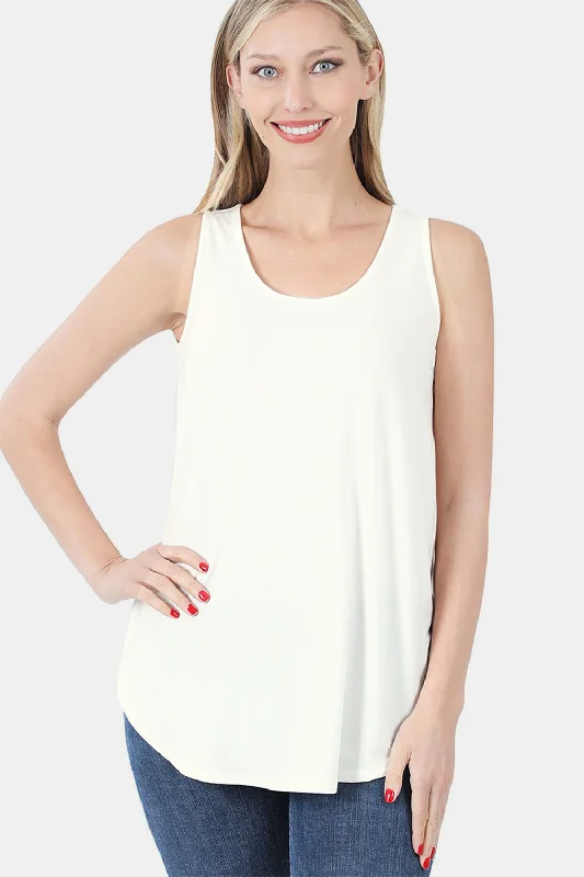 Round Neck Curved Hem Tank open back tank