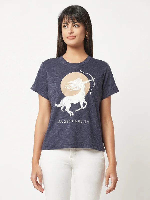 Sagittarius zodiac sign t-shirt Asymmetrical Pockets Print