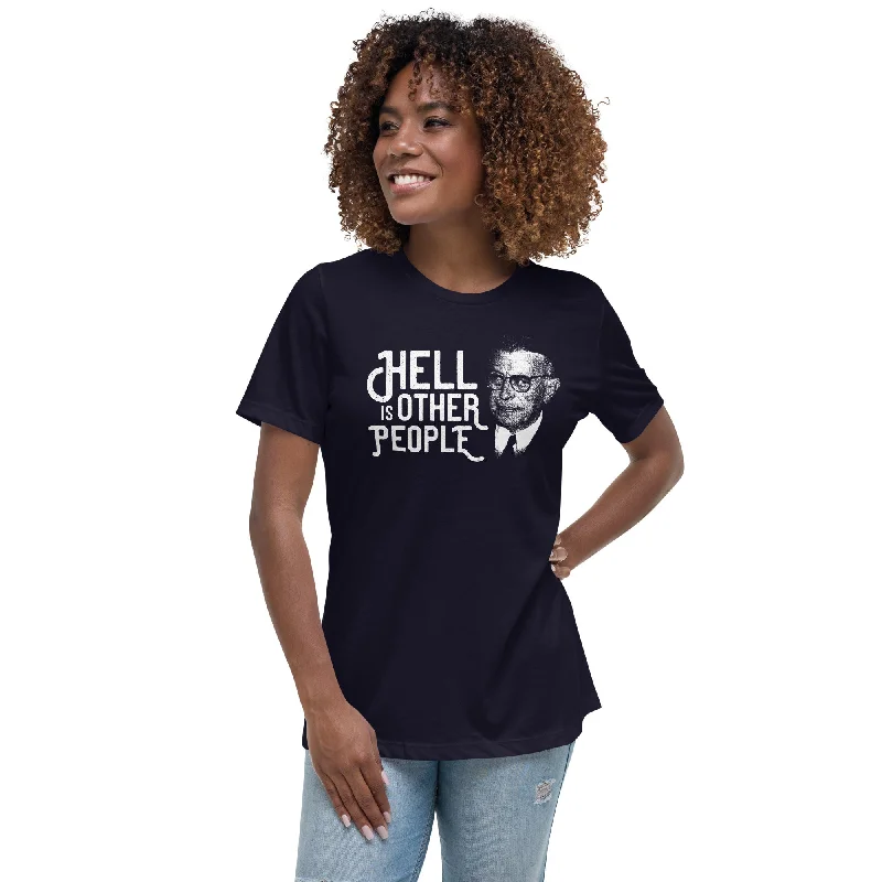 Sartre Portrait - Hell is other people - Women's T-Shirt Mesh Blend Leather Blend Suede Blend