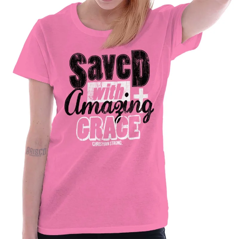 Saved With Amazing G Ladies T Shirt Real Fur Shearling Chenille