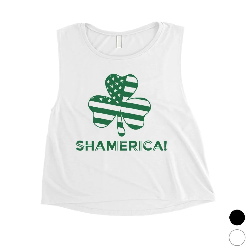 Shamerica Flag Womens Crop Tank Top Cute Saint Paddy's Day Shirt essential tank top