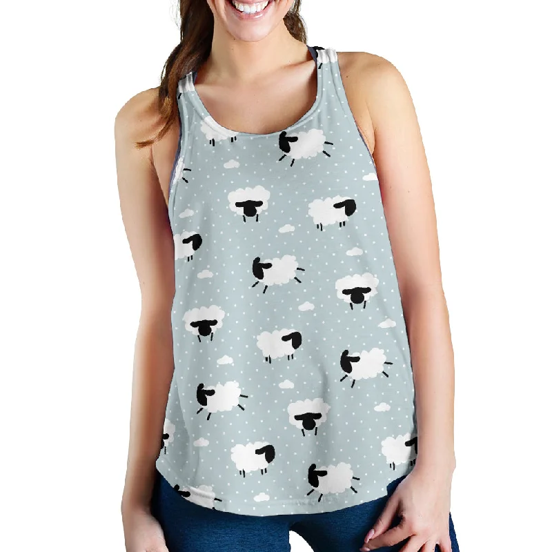 Sheep polka dot cloud pattern Women Racerback Tank Top athletic tank top