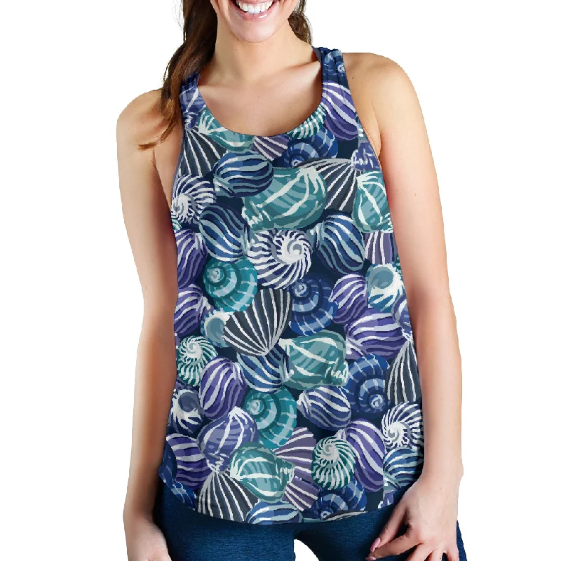 Shell design pattern Women Racerback Tank Top metallic tank top