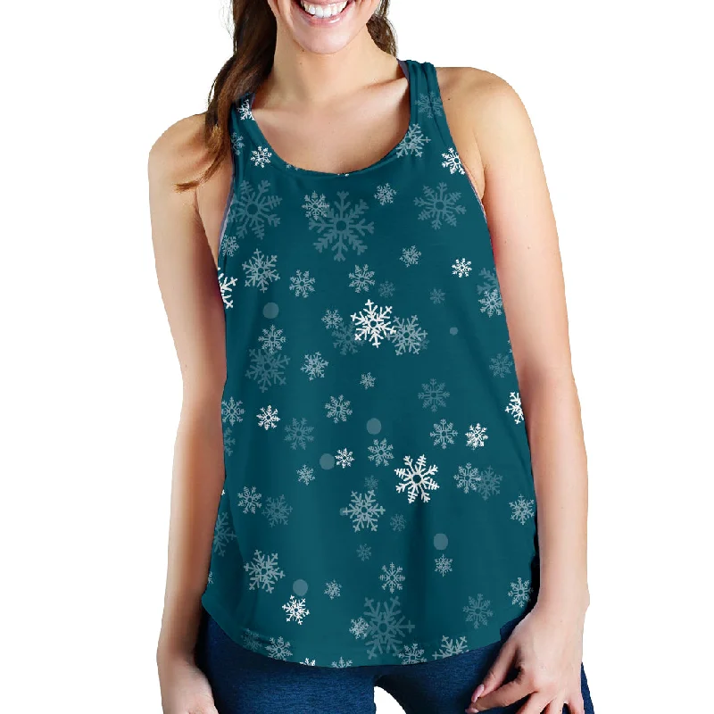 Snowflake pattern dark background Women Racerback Tank Top activewear tank top