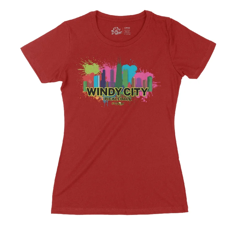 Windy City - Women's T-Shirt Spandex Blend Rayon Blend Denim Blend