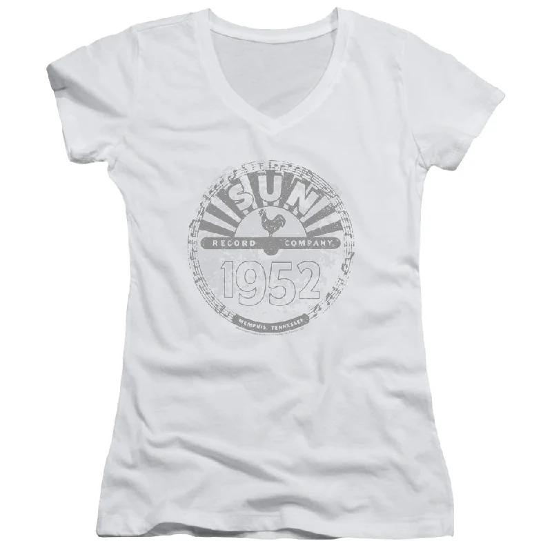 Sun Records Crusty Logo Junior's 30/1 100% Cotton Cap-Sleeve Sheer V-Neck T-Shirt Plaid T-Shirt Polka Dot Checkered