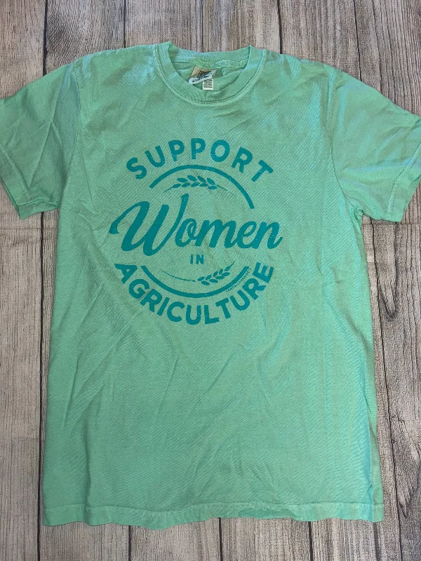 Support Women in Agriculture Tee-Teal Zippered Buttoned Snapped