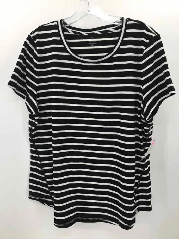Pre-Owned Talbots Black Size XL Stripe T-shirt Anti-Pilling Machine Wash Handmade