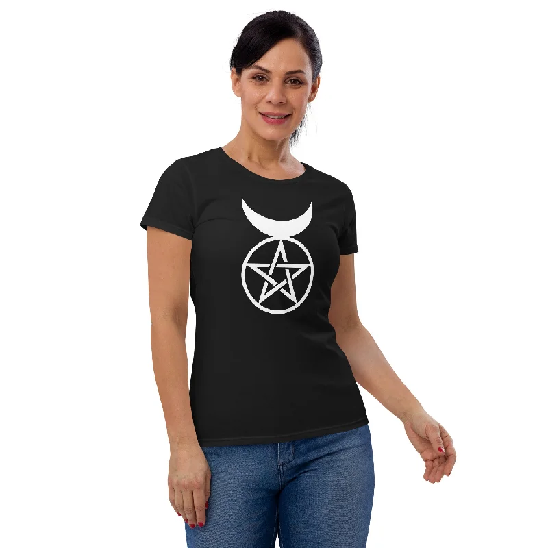 The Horned God Wicca Neopaganism Symbol Women's Short Sleeve Babydoll T-shirt Wool Fabric Cashmere Fabric Tweed Fabric