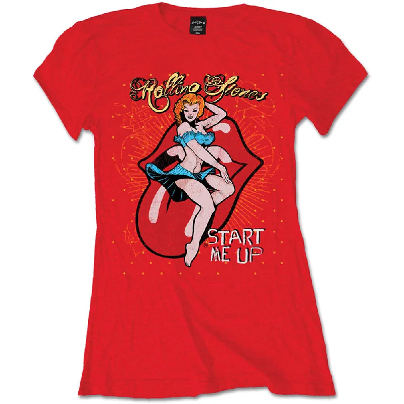 The Rolling Stones Start me up Ladies T-Shirt Chenille Blend Fleece Blend Nylon Blend