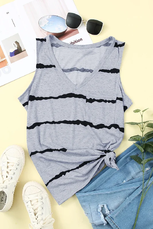 Tie-Dye V-Neck Tank striped tank top