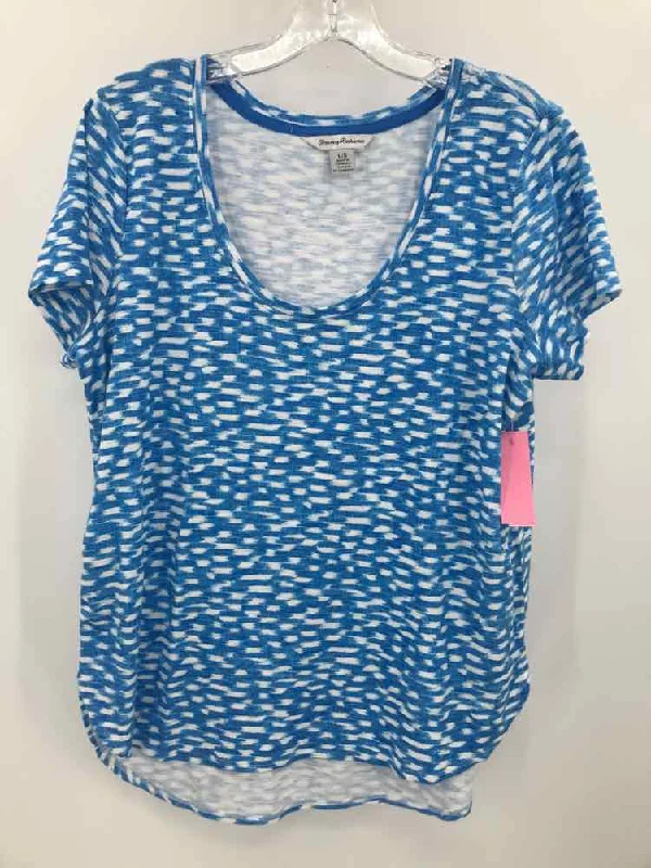 Pre-Owned Tommy Bahama Blue Size Large T-shirt Houndstooth Herringbone Solid