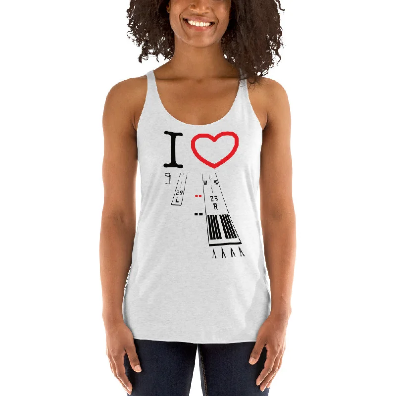 Torrance Airport Runways 29L - 29R Women's Racerback Tank (white) flirty tank top