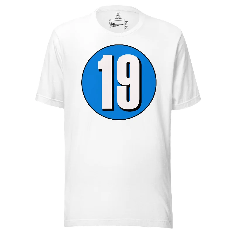 Unisex t-shirt: White on Blue 19 Solid Color Striped Floral