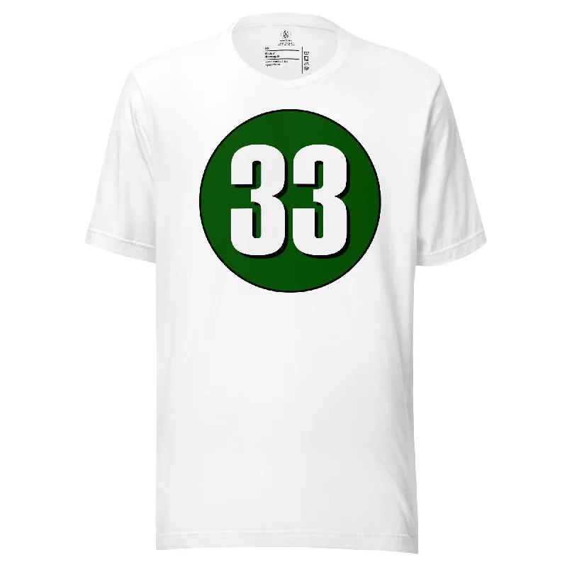 Unisex t-shirt: White on Hunter Green 33 Solid Color Striped Floral