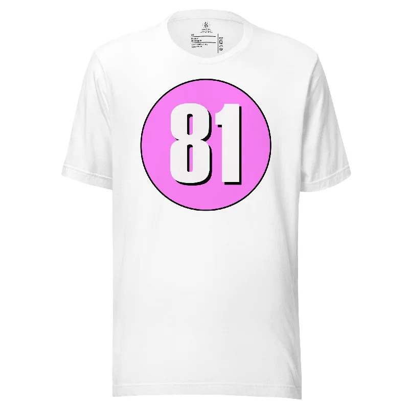 Unisex t-shirt: White on Pink 81 Spandex Blend Rayon Blend Denim Blend