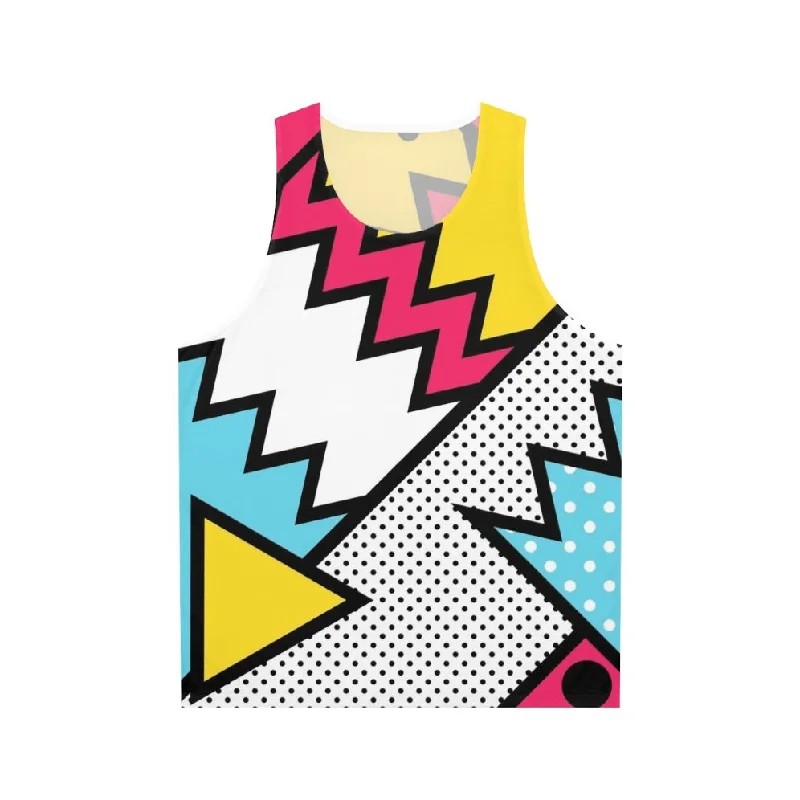 Vibrant Zigzag 80s Memphis Pattern Unisex Tank Top mesh tank top