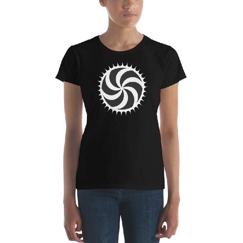 White Deadly Swirl Spike Alchemy Symbol Women's Short Sleeve Babydoll T-shirt Wool Fabric Cashmere Fabric Tweed Fabric