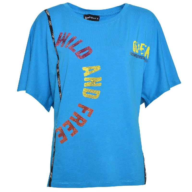 Wild and Free T-Shirt Blau Spandex Blend Rayon Blend Denim Blend