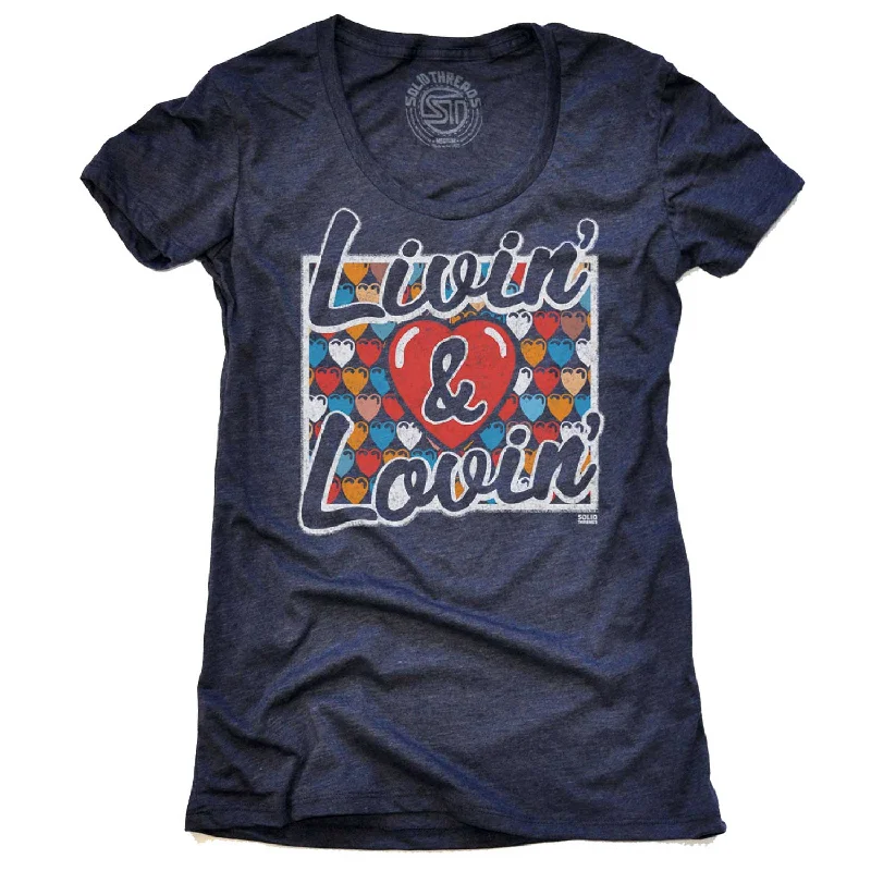 Women's Livin & Lovin T-shirt Polka Dot Checkered Tartan