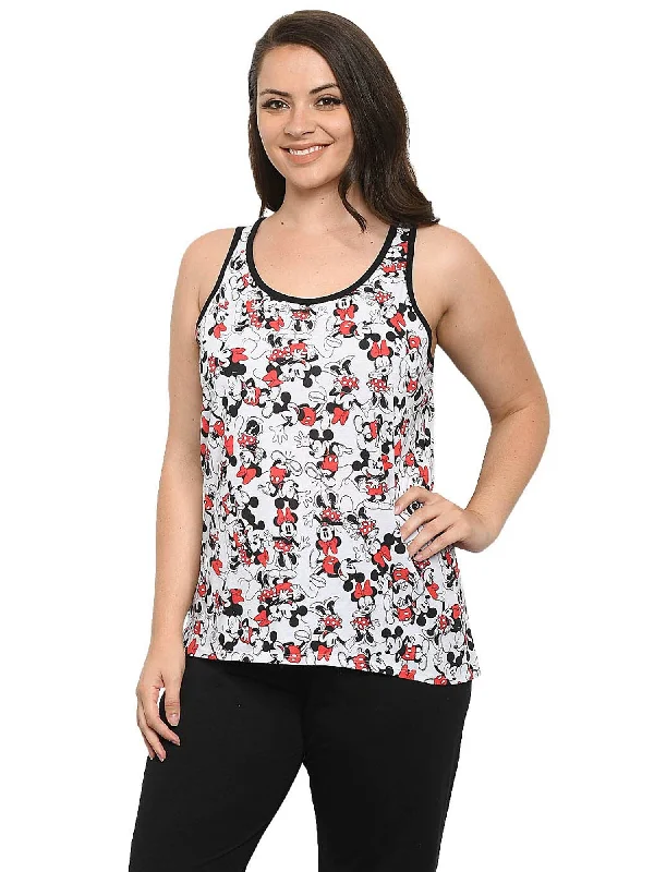Women's Plus Size Minnie Mickey Mouse All-Over Print Tank Top Shirt seamless tank top