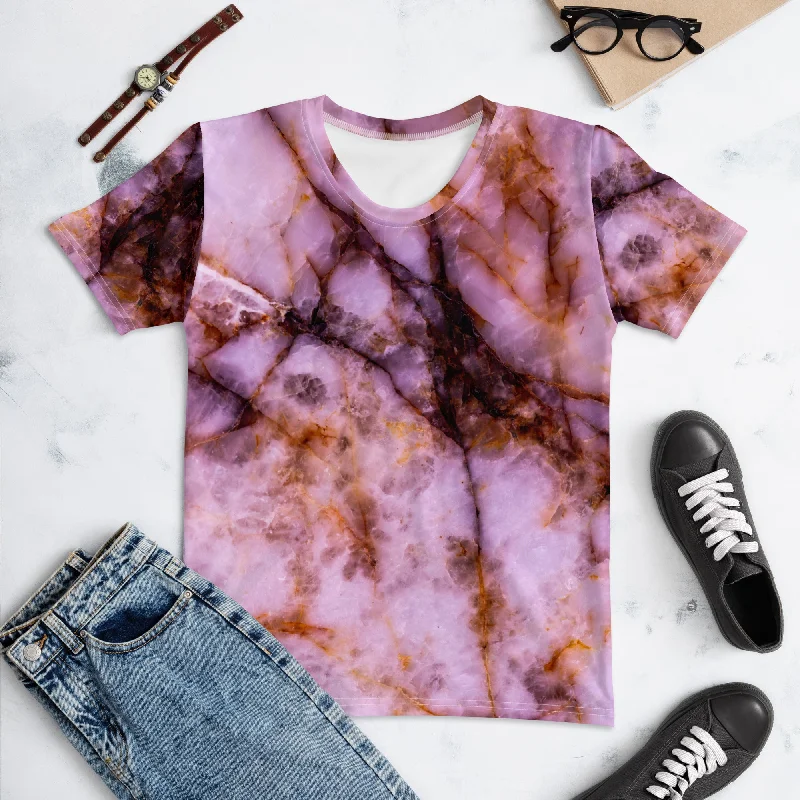 Women's T-shirt "Rose Quartz" Striped Floral Plaid