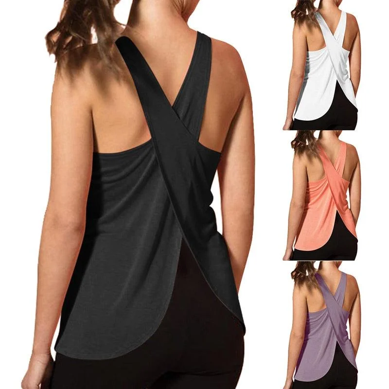 Cross Back Athletic Top — Workout Tanks For Women fitted tank top