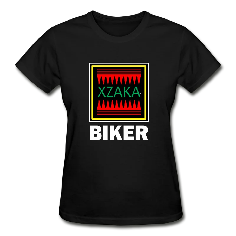 XZAKA - Women "Biker" Workout T-Shirt - W3527 Zippered Front Buttoned Front Snap Front