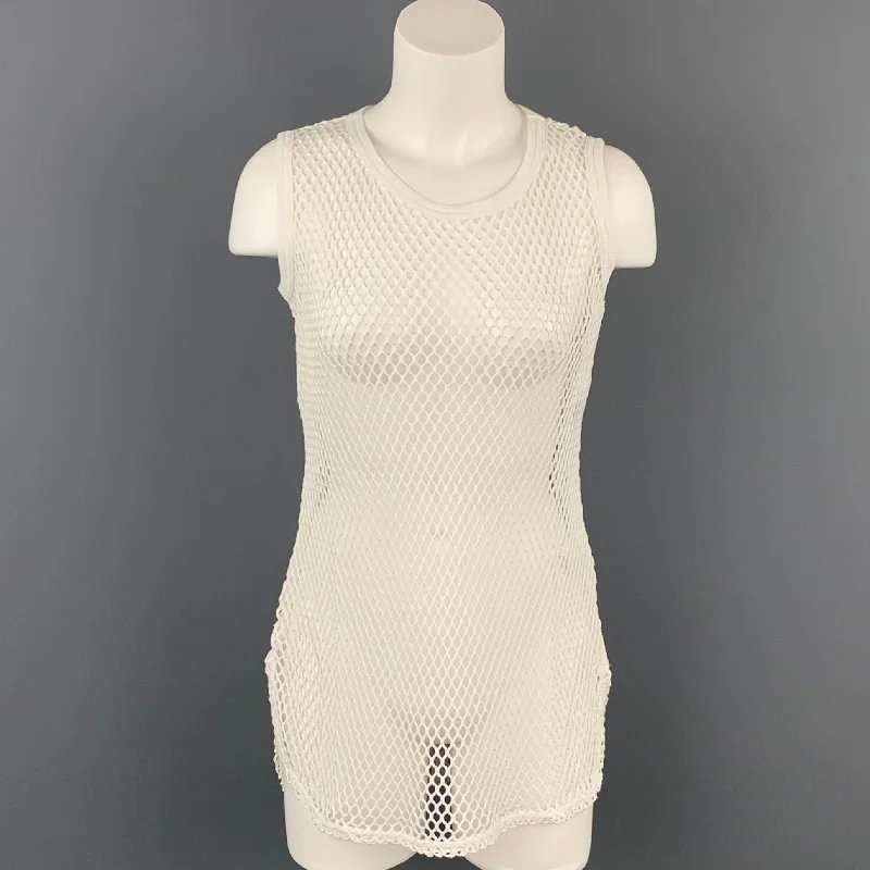 Y's by YOHJI YAMAMOTO Size S White Mesh Cotton Sleeveless Tank Top casual tank top