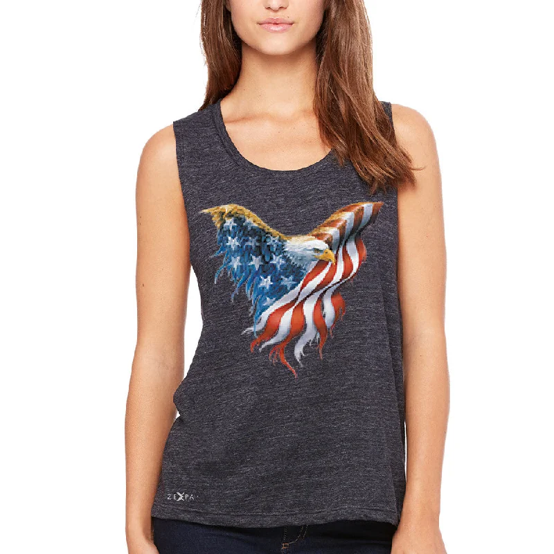 Zexpa Apparelâ„¢ American Flag Bald Eagle Women's Muscle Tee USA Flag 4th of July Tanks summer tank top